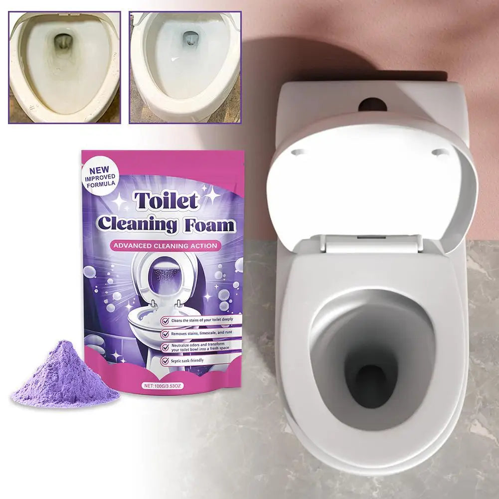 Household Toilet Cleaning Powder Powerful Descaling Stain Remover Odor Eliminator Fresh Fragrance Easy to Use