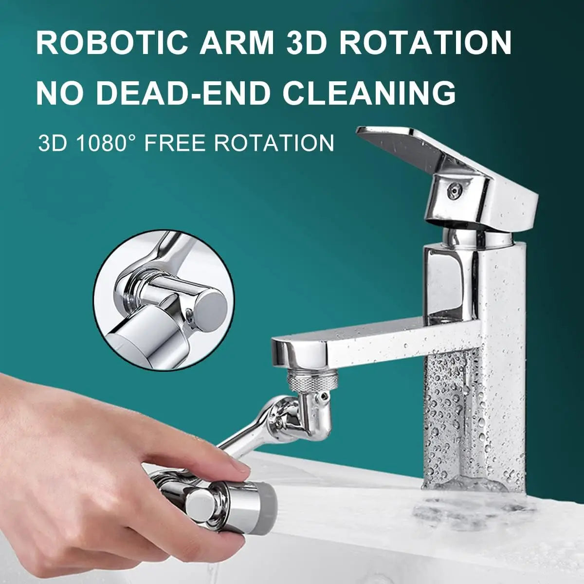 Universal 1080° Swivel Kitchen Faucet Extender with Dual Spray Modes Flexible Arm and Aerator Nozzle for Easy Sink Cleaning