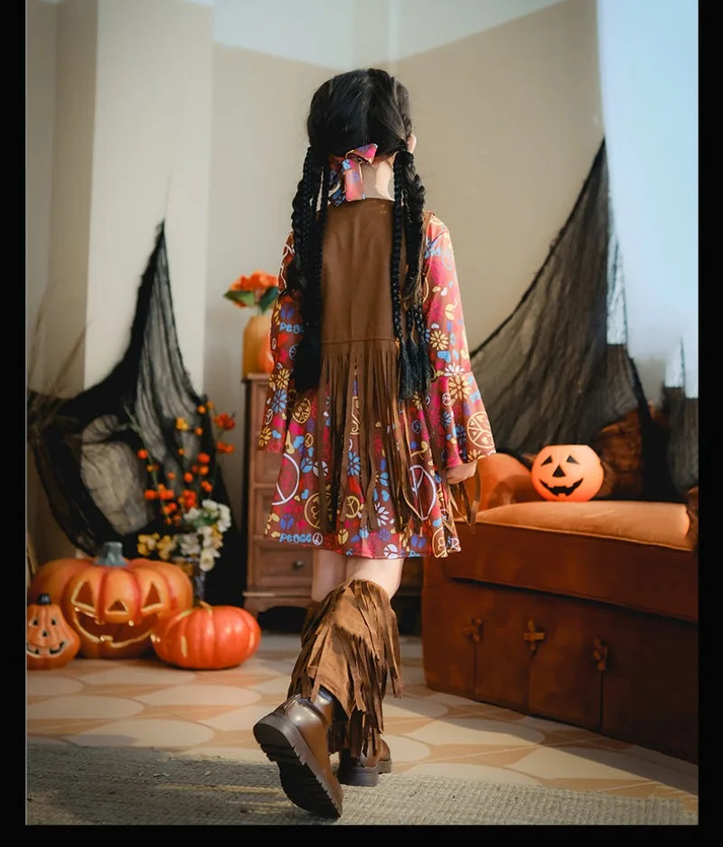 European and American Girls Dress Retro Hippie Vintage Style 70s Disco Party Costume Halloween Cosplay Outfit Stage Performance
