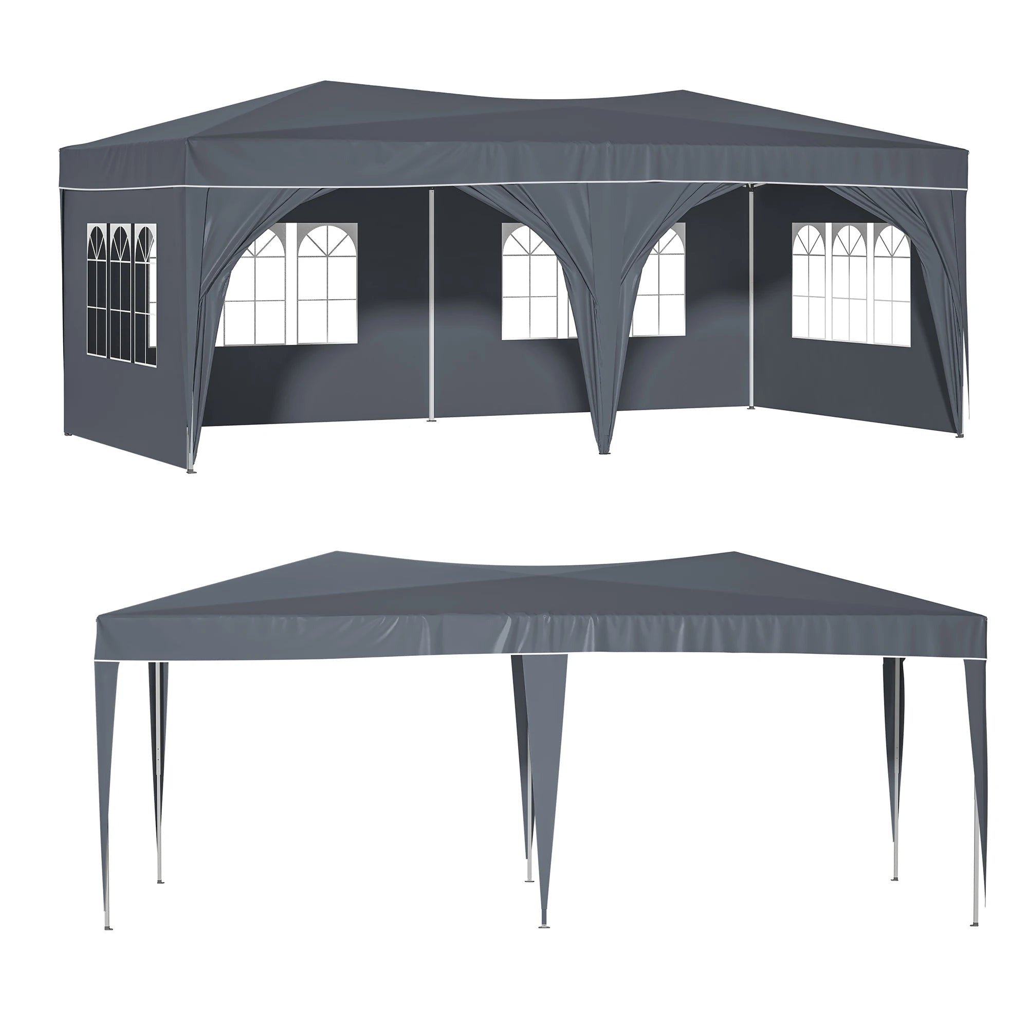 LZBEITEM 10' x 20' Pop Up Canopy Tent with 6 Removable Sidewalls & Carry Bag, Waterproof Anti-UV Party Wedding Tents Gazebo