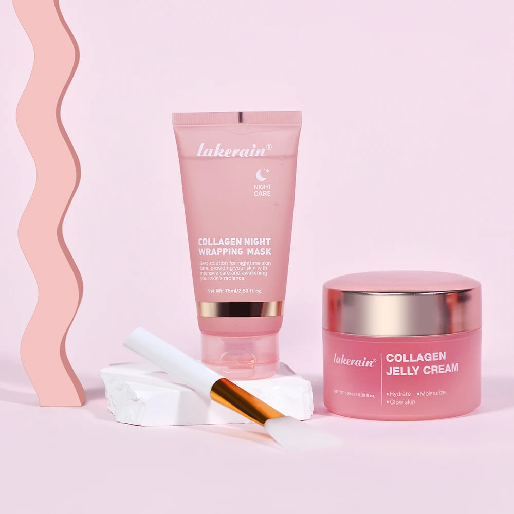 Collagen Jelly Cream Hydrolyzed Collagen Overnight Facial Mask Wrapping Peel-Off Mask Hydrating Firming Moisturizing SkinCare
