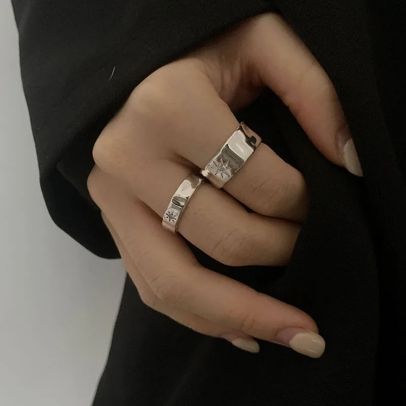 Star Couple Models Adjustable Ring Men And Women Simple Index Finger Rings Light Luxury Tide Cool Pair Of Rings Jewelry Gift