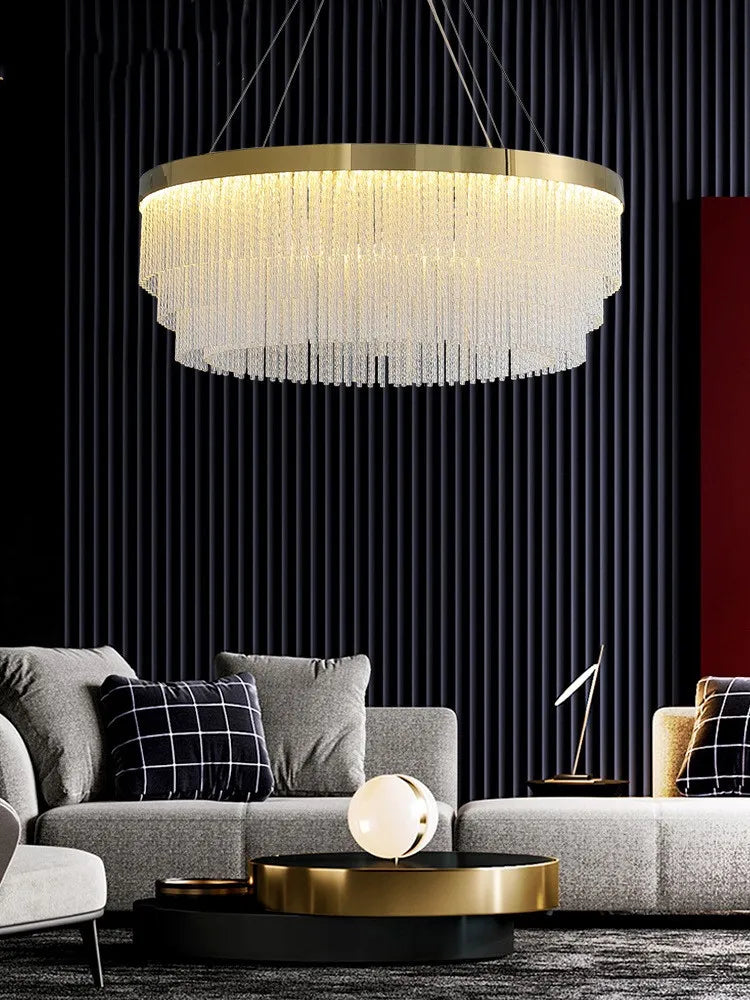 Post Modern Led Chandelier 2026 New Tassel Crystal Pendant Lamp American Luxurious Chandelier Home Decor Luster Lighting Fixture
