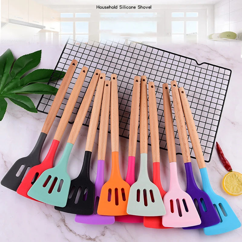 Silicone Turners Gadgets Spatula Egg Fish Frying Pan Scoop Fried Shovel Slotted Turners Kitchen Tools Cooking Utensils Kitchen a