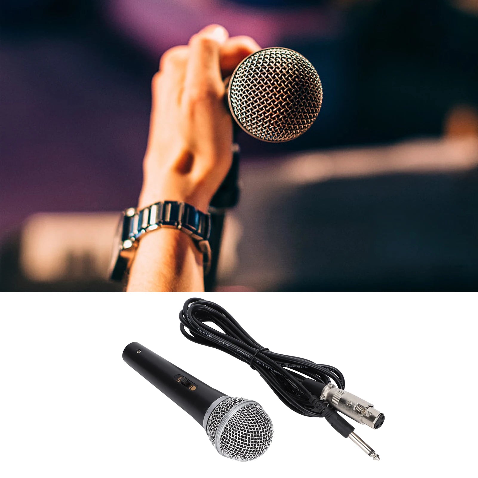 XLR Microphone with XLR to 1/4 Inch Cable Audio Connection Handheld Microphone Suitable for Stage Karaoke Singing and Recording