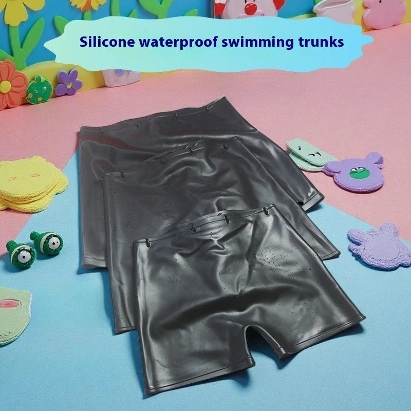 Waterproof Silicone Swim Trunks Quick-Dry Beach Swimming Shorts Men Women High-waist Pool Water Park Rafting High-elastic Trunk
