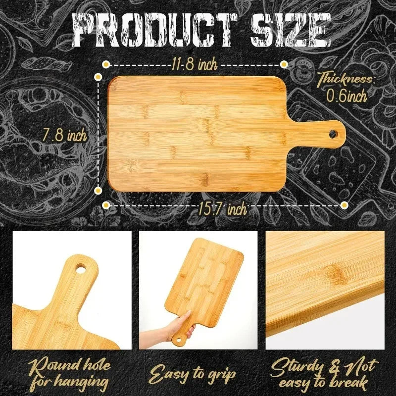 Bamboo Cutting Board with Handle Large Wooden Serving Board Kitchen Chopping Boards Charcuterie Board for Pizza Vegetables Meat