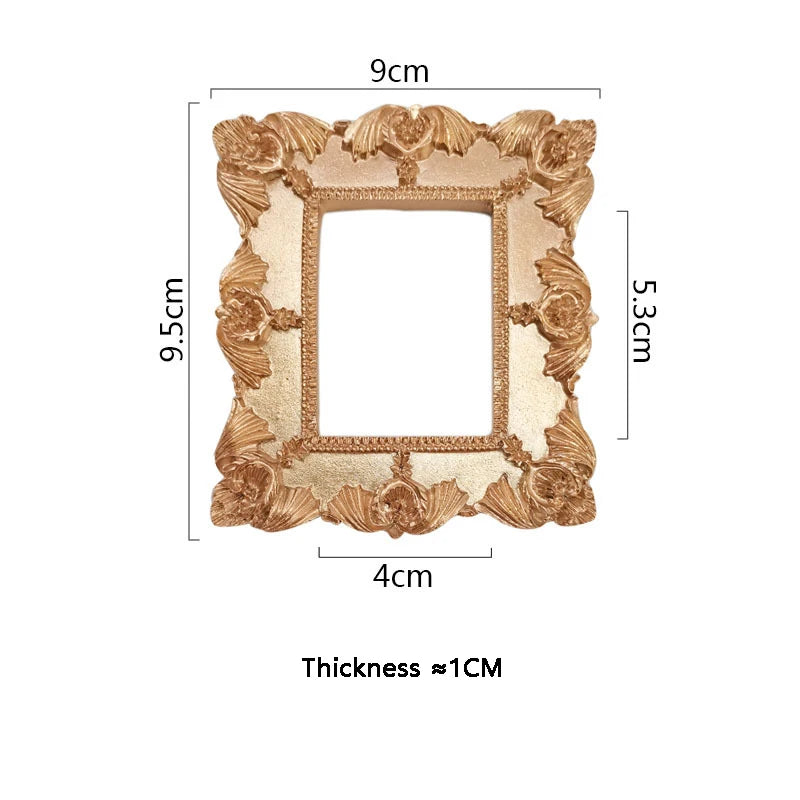 Mini gold small photo frame shooting props retro European style photo frame embossed nail art earrings pose props