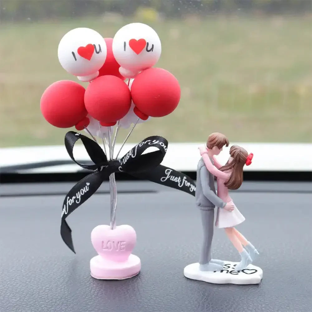 Cartoon Couples Car Decoration Accessories Romantic Lovers Figurines Balloon Ornament Auto Interior Dashboard Accessories Gifts