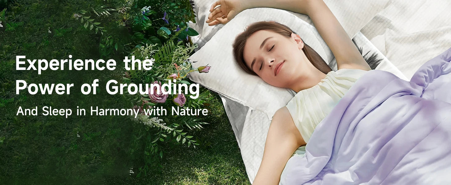 Grounding Bed Sheet Grounding Mat Earthing UK/USA/EU Plug with 10%Silver Fiber & 90%Organic Cotton Earth Energy Mat for Healthy