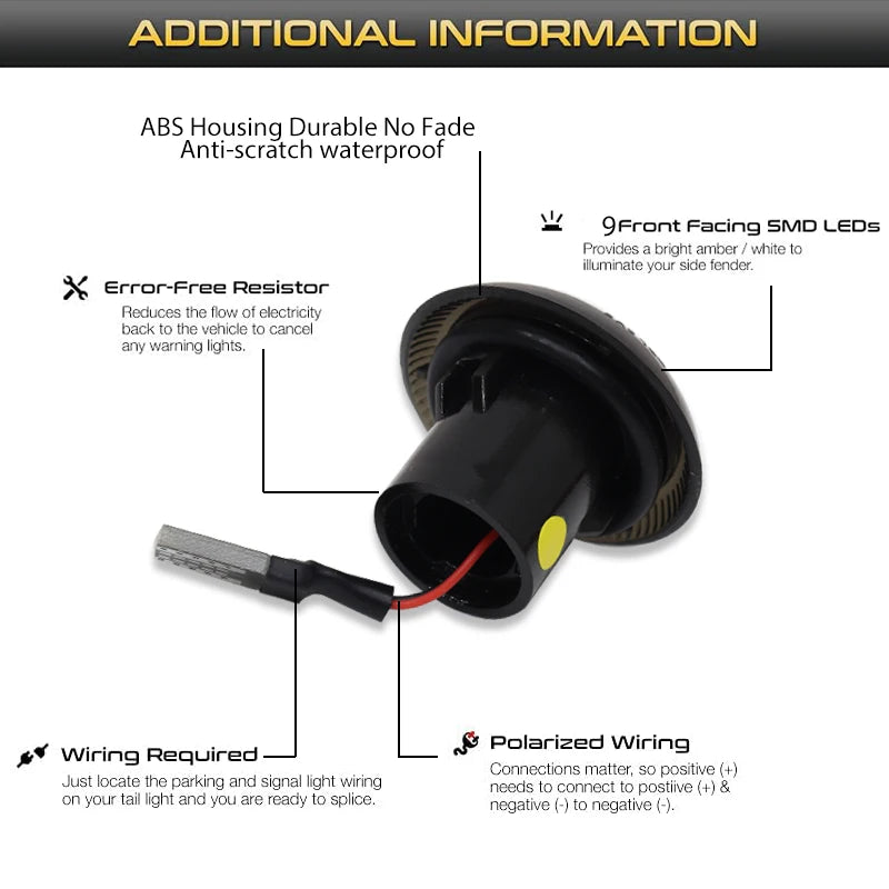 2pcs For 2010-2021 Ford Transit Connect Side Marker Lights Accessories Turn Signal Light 9T1Z13K376 T10 W5W 12V