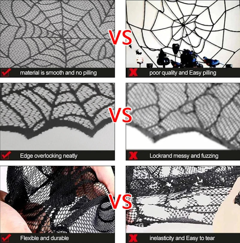 Diameter 30cm Halloween Tablecloth Black Placemat Disposable Spider Table Runner Halloween Decoration Set