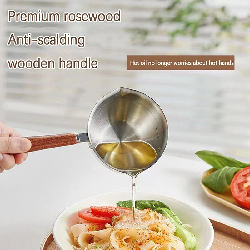 300ML Small Milk Pots Stainless Steel Hot Oil Skillet Household Oil Heater Sauce Pans Kitchen Spice Tool
