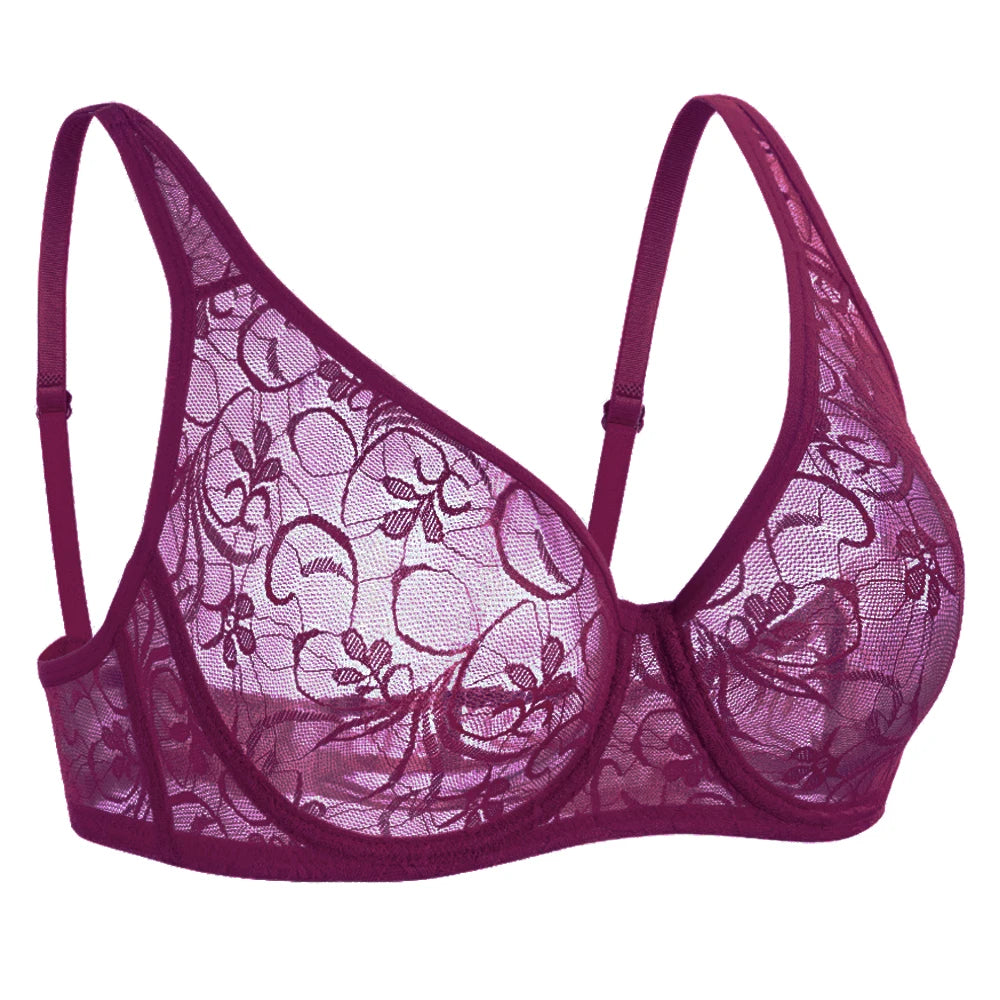 Womens Underwear Lace Bras Underwire BH Hollow Out Embroidery Elegant Casual Sexy Lingerie Tops Plus Size  Brassiere
