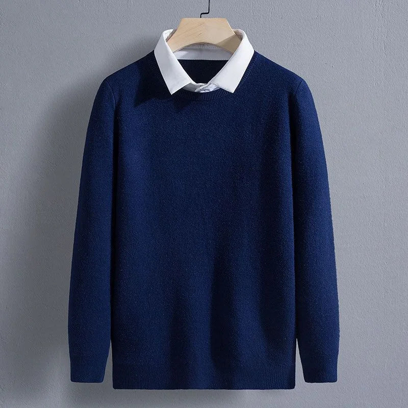 Men's Clothing Autumn Winter Long Sleeve New Tops T-Shirts Round Neck Fashion New Comfortable Solid Color Sweaters