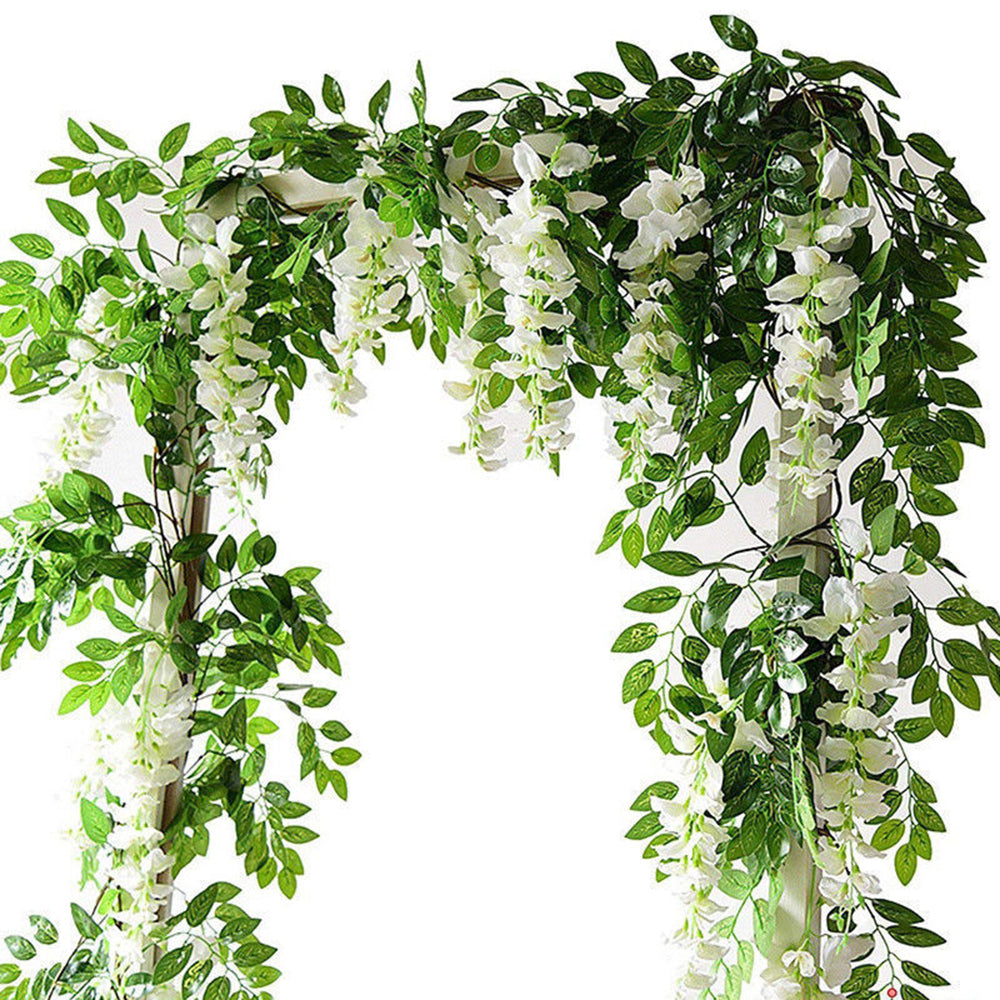2/4pc 1.8M Wisteria Artificial Flowers Vine Garland Plants Wedding Arch Decoration Fake Plant Leaf Rattan Trailing Wall Flower