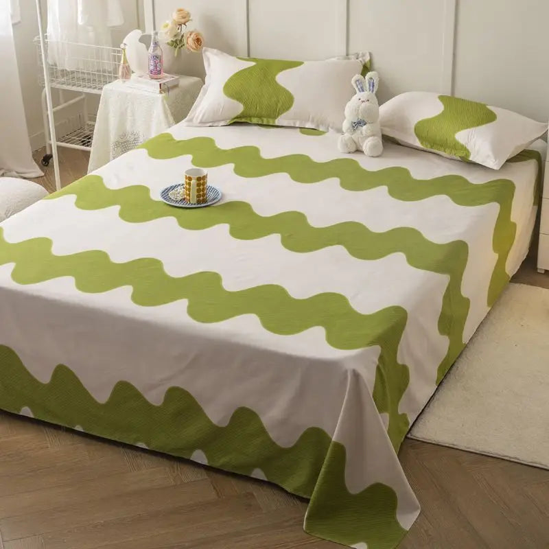 Bed Sheets Plaid Non-slip Comfortable Washed Twin Queen Full Size Nordic Style Universal Bedspread Simple Durable Antibacterial