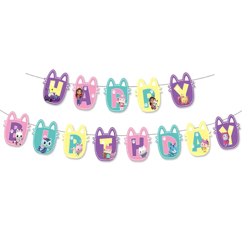 Gabby Doll's House Party Supplies Tableware Paper Plate Ballon Tablecloth for Kids Boys Birthday Party Decorations Baby Shower