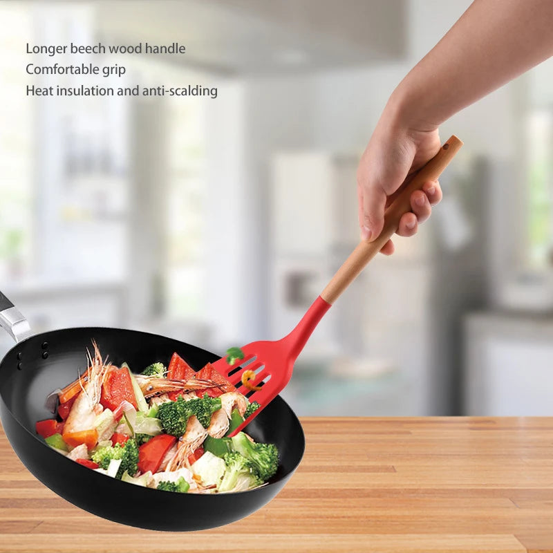 Silicone Turners Gadgets Spatula Egg Fish Frying Pan Scoop Fried Shovel Slotted Turners Kitchen Tools Cooking Utensils Kitchen a