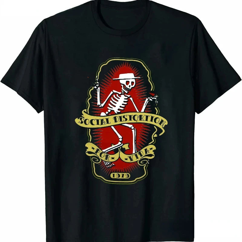 Men Clothing Social Distortion Winged Wheel TShirt Ball and Chain Mens Tshirt Street Hip Hop Style Tees Loose Tops Streetwear