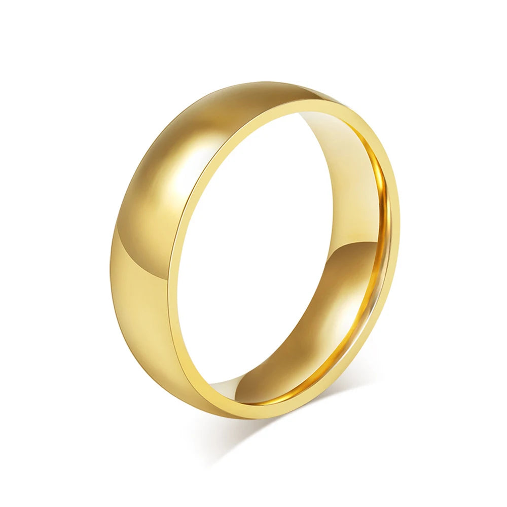 Unisex 6mm Classic Black Blue Rose Gold Color Men Rings Fashion Jewelry Stainless Steel Big Size 4 5 6 7 8 9 10 11 12 13 14 15