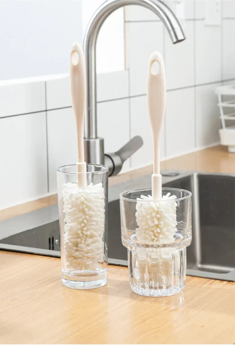 Sponge Brush Cup Scrubber Glass Cleaner Kitchen Cleaning Tool Long Handle Drink Wineglass Bottle Household Cleaning Brush