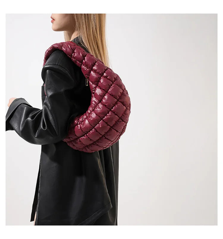 Quilted Embroidered Thread Women's Bag Pleated Cloud Mini Handbags Down Padded Lightweight Clutch Bag Cotton Small Shoulder Bags