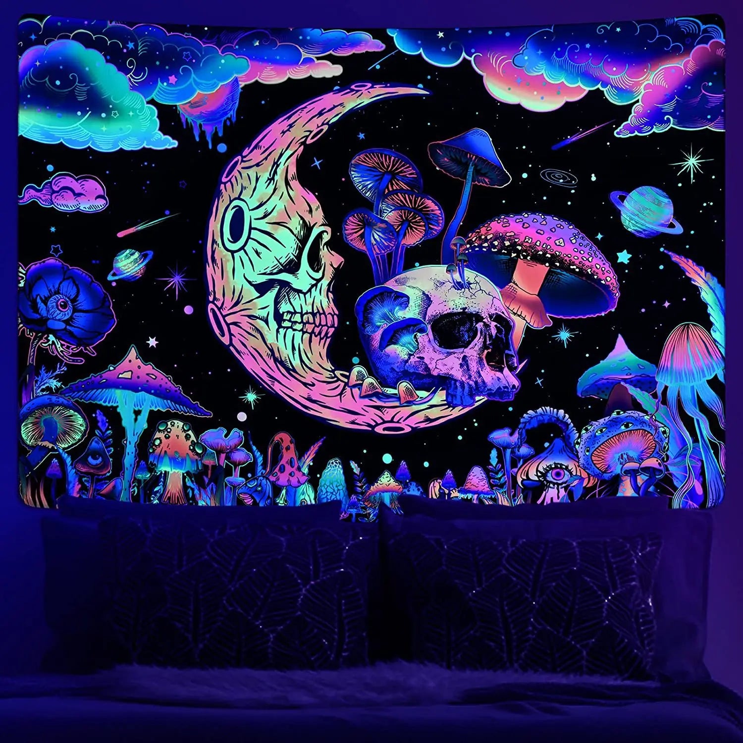Fluorescent tapestry Wall hanging cloth Bedroom decoration psychedelic art poster