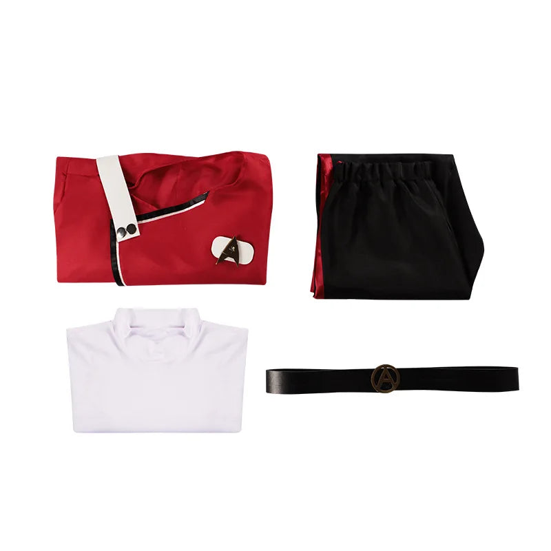 Anime World Hiking Role Playing Strange Costumes Captain Pike Red Jacket Top Pants Underwear Fleet Uniform Halloween Set Party