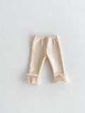 Winter Baby Girl Clothes Fleece Lined Warm Pants with Lace Ruffles Cute Toddler Girl Trousers 0-3Y Kids Casual Outerwear Pants