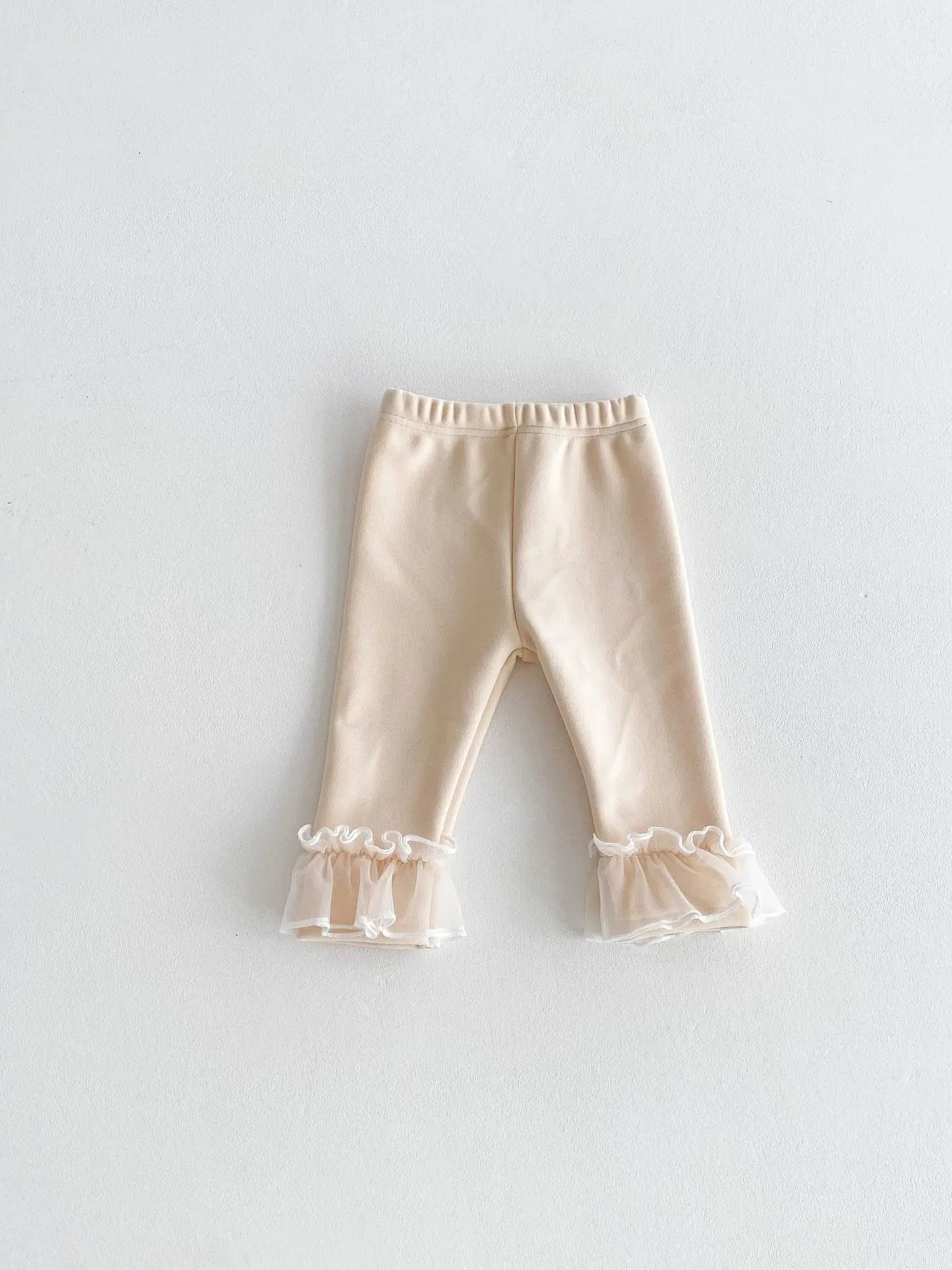 Winter Baby Girl Clothes Fleece Lined Warm Pants with Lace Ruffles Cute Toddler Girl Trousers 0-3Y Kids Casual Outerwear Pants
