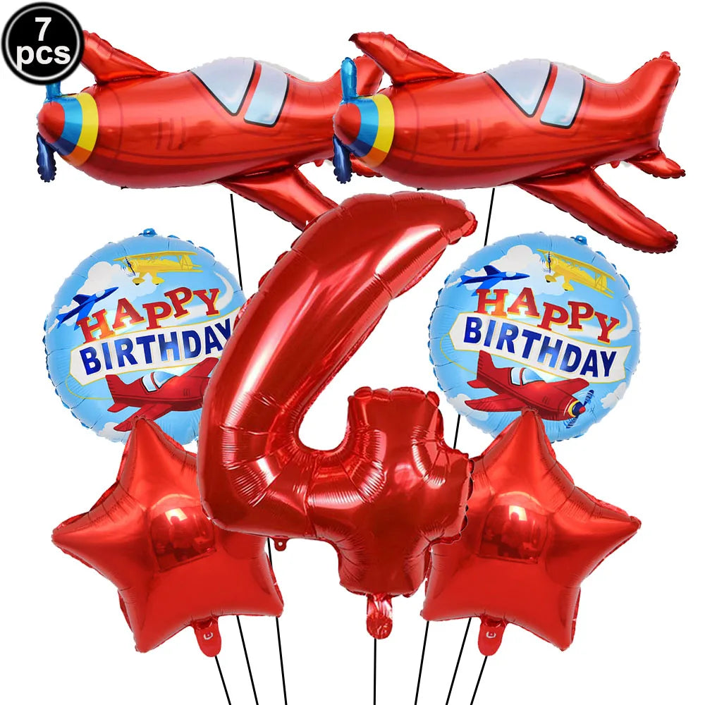 Airplane Birthday Party Supplies Plane Party Paper Plates Napkins Balloon Airplane Tablecloth Tableware for Baby Shower Decors