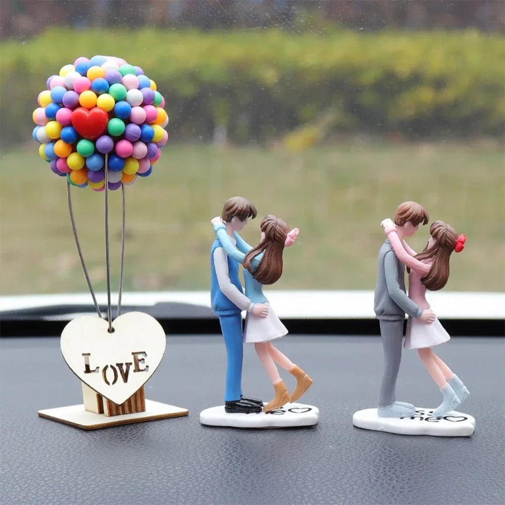 Cartoon Couples Car Decoration Accessories Romantic Lovers Figurines Balloon Ornament Auto Interior Dashboard Accessories Gifts
