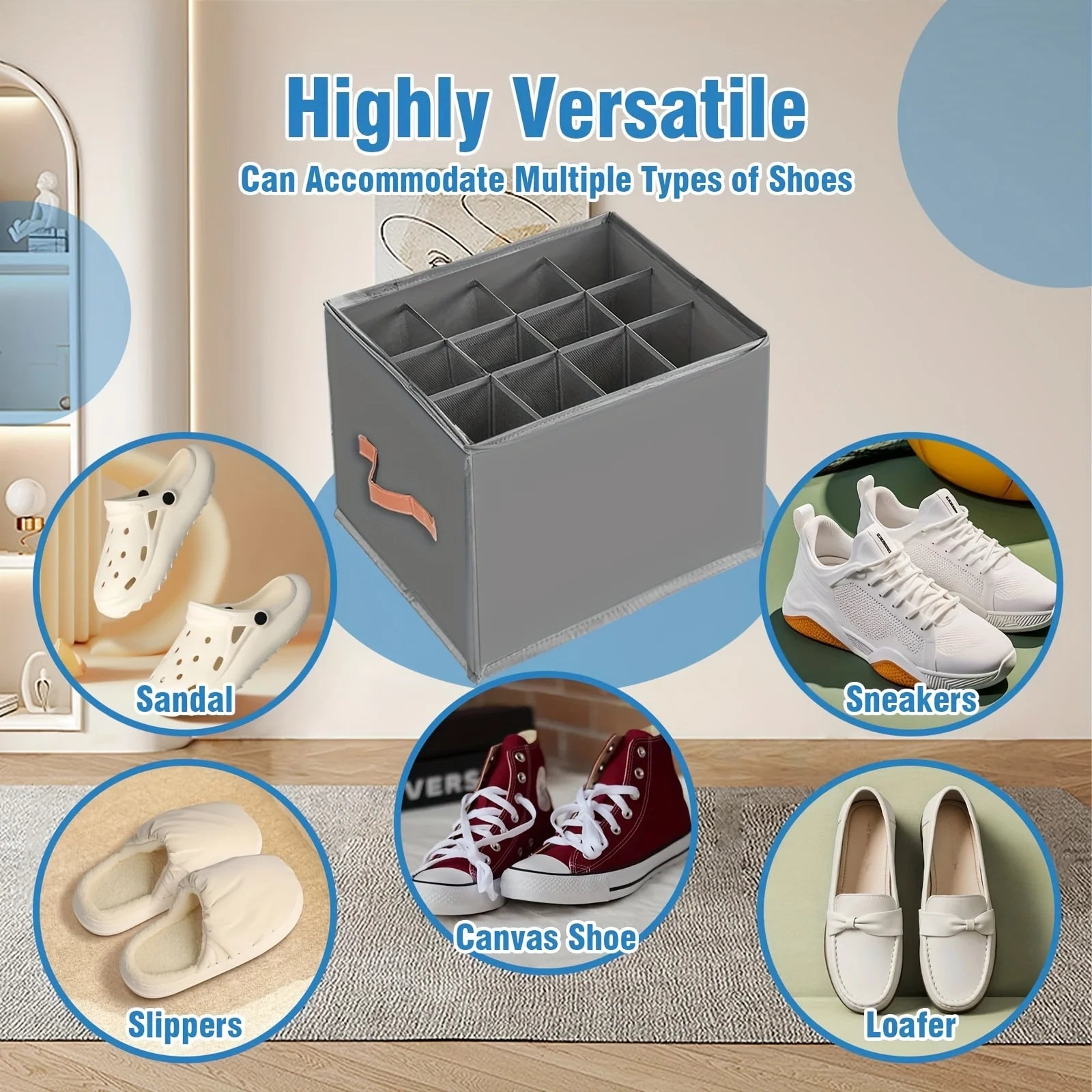1pcs Shoe Organizer for Closet Foldable Oxford Fabric Shoe Storage Box for Sneakers Sandals for Clothes Shoe Storage Organizer