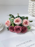 Artificial Flowers Nordic Rose Silk Wedding Home Bridal Bouquet Outdoor Courtyard Table Decoration Party DIY Gift Shooting Props