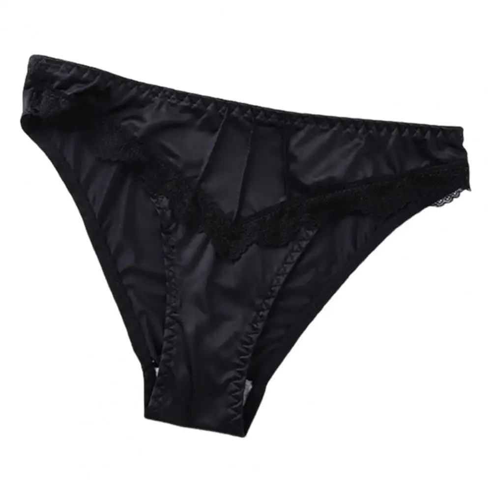 Women Underpants Low-waist Underwear Floral Lace Trim Silky Stretchable Panties Daily Wear Honeymoon Wedding Night Thong 여자 팬티
