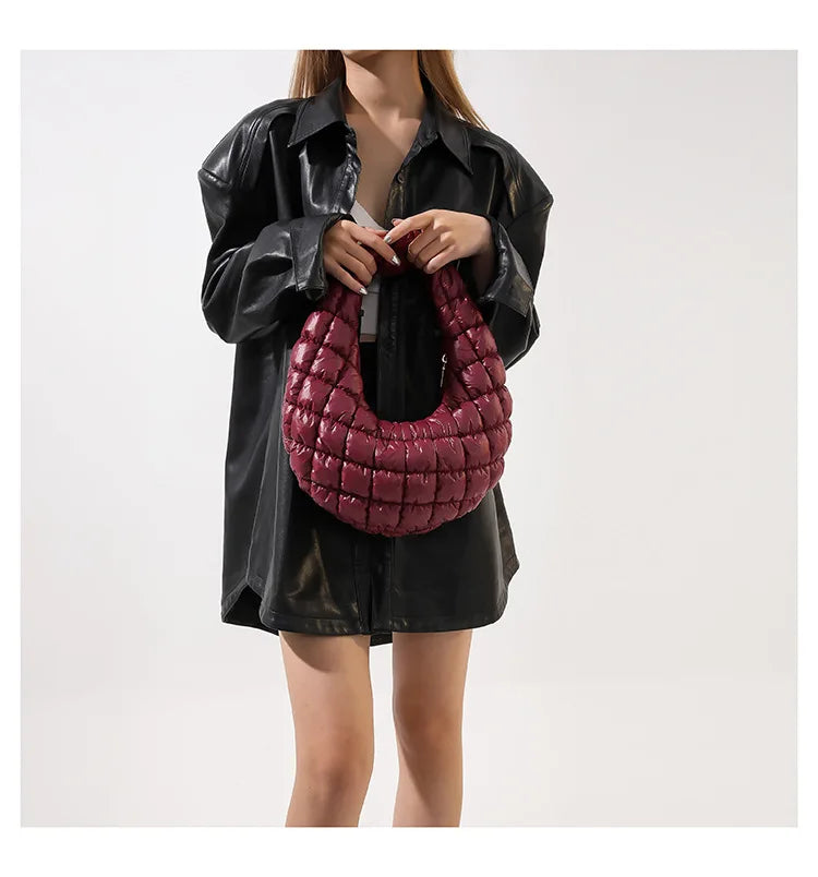 Quilted Embroidered Thread Women's Bag Pleated Cloud Mini Handbags Down Padded Lightweight Clutch Bag Cotton Small Shoulder Bags