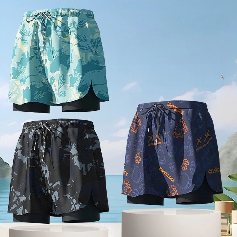 Adult Swimming Trunks for Men 2025 New Style Quick-drying Double-layer Anti-embarrassment Large Size Casual Swimming Shorts