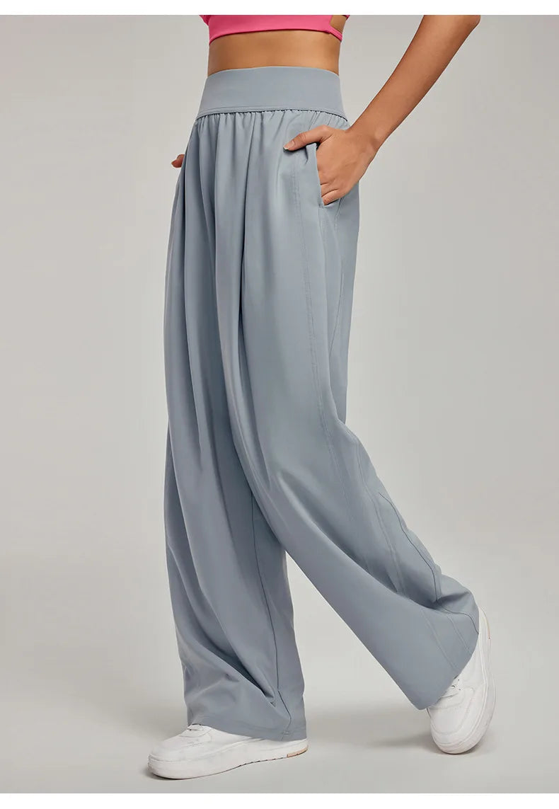 Women pants  Wide Leg High Waist Loose Trousers Summer Casual Yoga Pants  Draping Breathable Gym Lounge Pants Woman clothing