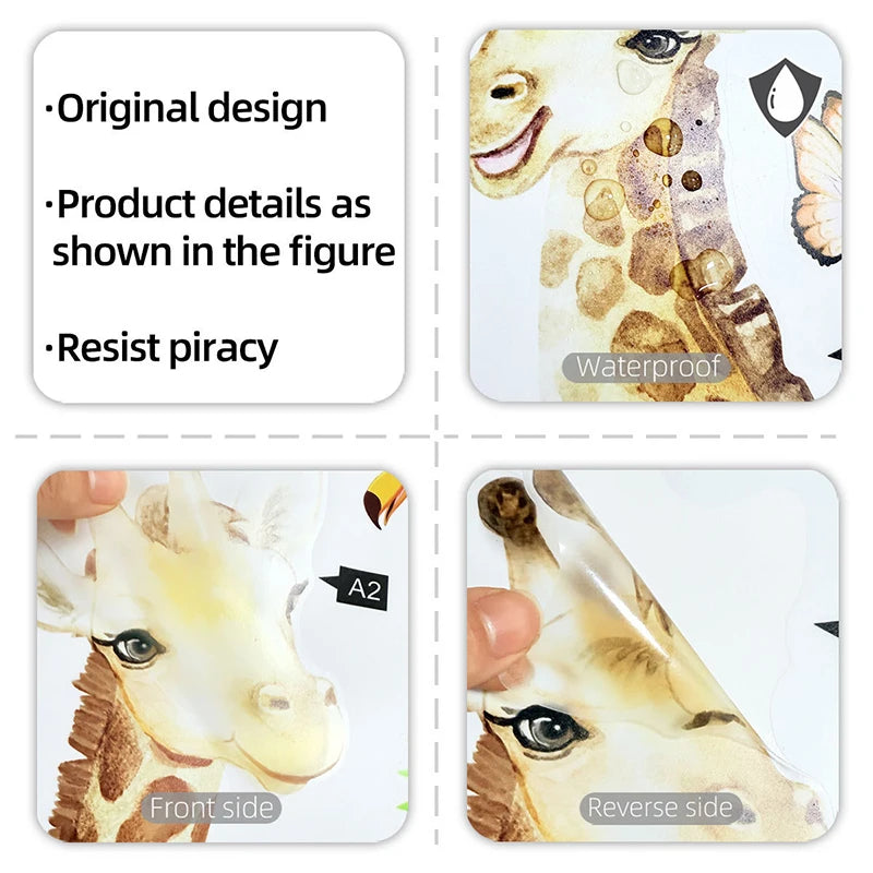 Large Forest Animals Wall Sticker Jungle Safari Giraffe Monkey Leopard Wallpaper for Kids Room Baby Bedroom Nursery Decoration