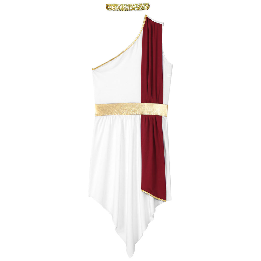 Womens Ancient Greek Costume Halloween Greek Princess Deity Queen Cosplay Flowy Tulle Chiffon Toga Dress Carnival Fancy Dress Up