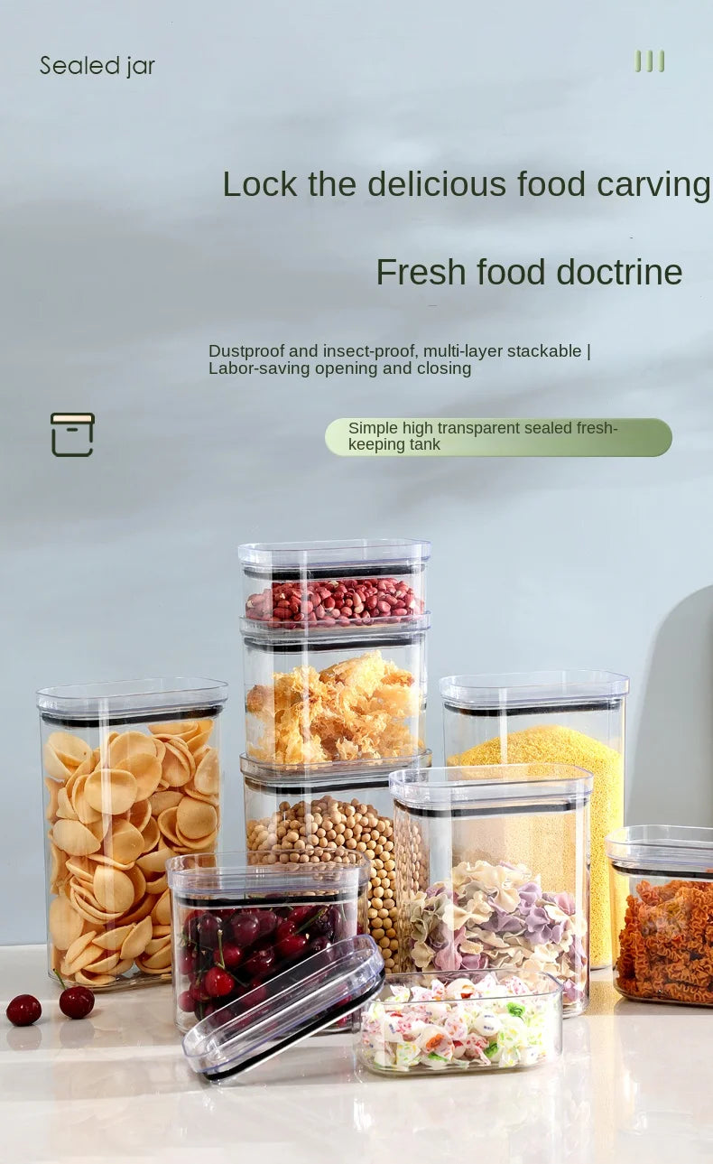 Large Capacity Sealed Jar Kitchen Cabinet Organizer Grain Soybean Nuts Storage Refrigerator Crisper Strong Plastic Sealed Tank