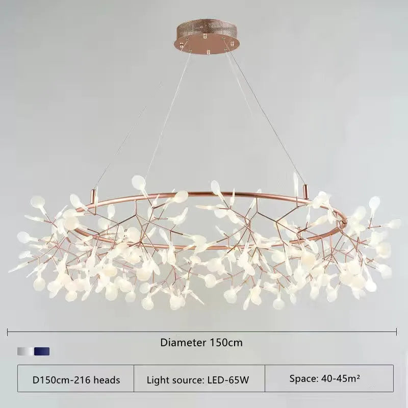 Nordic LED Firefly Ceiling Chandelier Modern Living Dining Room Pendant Lamp Bedroom Hanging Light Lustre Home Decor Fixture2023