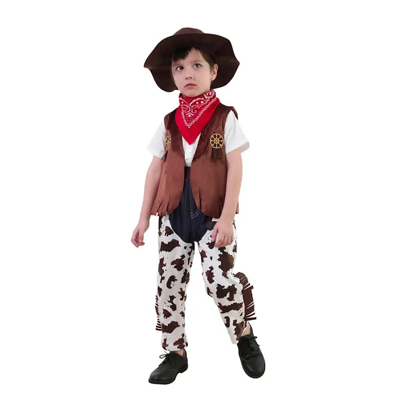 Cowboy Costume Children Western Cowboy Costumes Purim Cosplay Halloween Event Dress Up Party Stage Performance Outfits