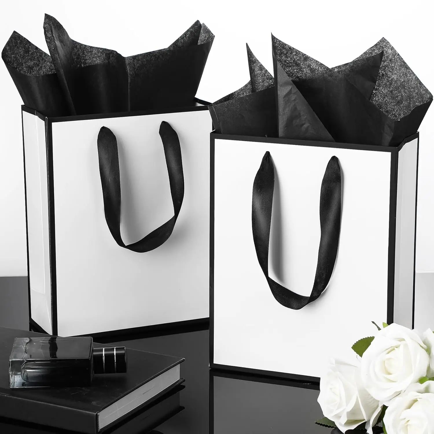5/10/15 gift bags with handles, gold foil welcome gift bags, birthday, Christmas, wedding baby and bridesmaid gift bags