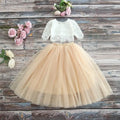 Children Set Clothing for Girls Half Sleeve Lace Top+Champagne Pink Long Skirt Kids Clothes 0-10T E17121