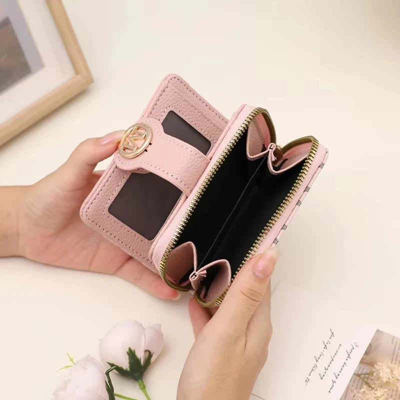 Women’s Short Wallet Lady Purse M Letter Zipper Coin Purses Money Bags ID Holder Wristlet Bag