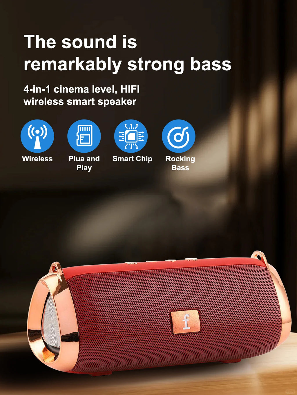 Portable Speaker Wireless Bluetooth Subwoofer Outdoor Waterproof Speaker Plug-in Voice Prompt Small Speaker Holiday Gift