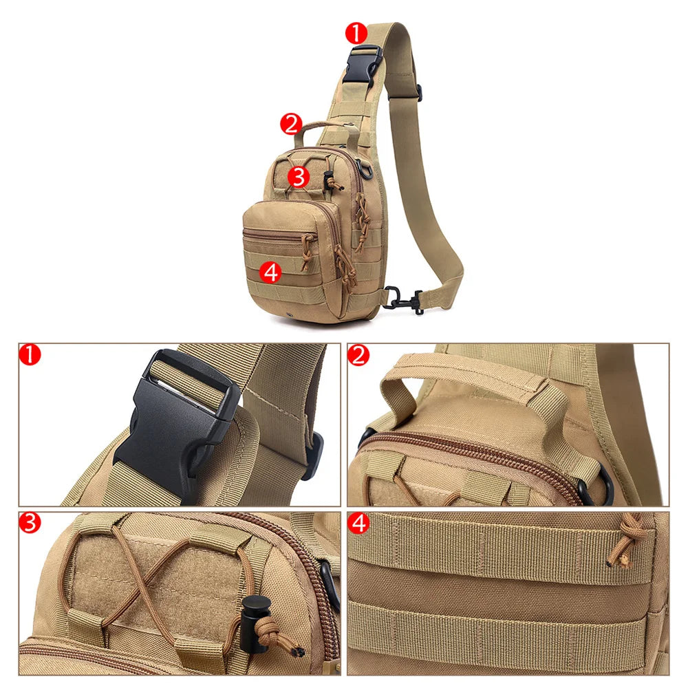 Men Cross body Sling Backpack Shoulder Chest Bag Travel Outdoor Sports Climb Tactical Military Nylon Male Side Messenger Bag