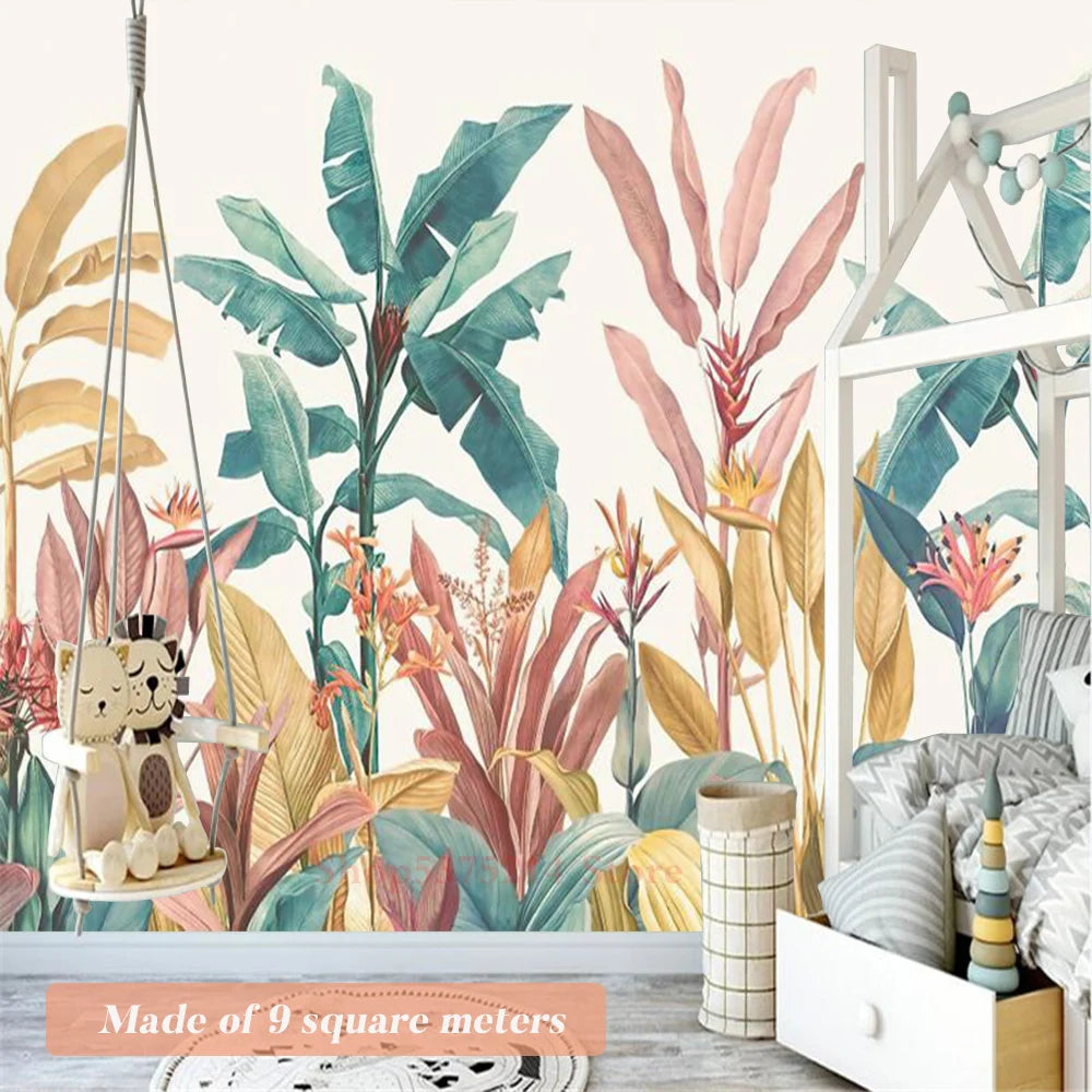 Baby Kids Room Decorative Wallpaper Jungle Animals Printed Wall Wallpapers For Nursery Room Renovation Elephant Giraffe Custom